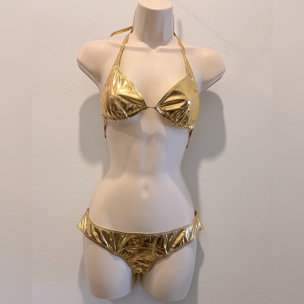 Lisa Marie Fernandez Shiny Gold Bikini, NWOT Size 2